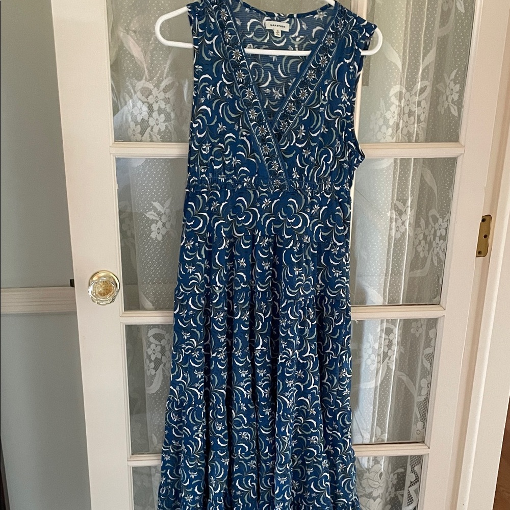 Max Studio Teal and White Patterned Summer Dress